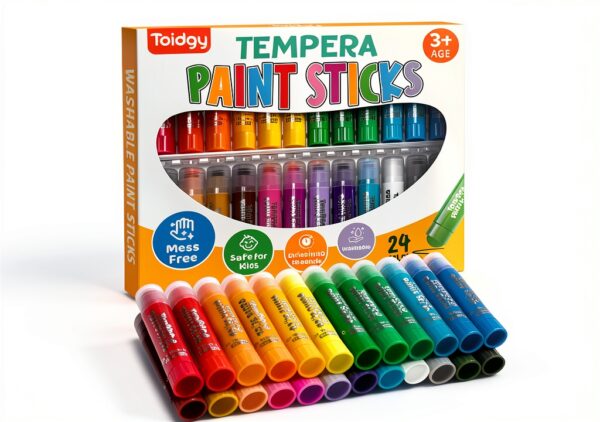 Toidgy Tempera Paint Sticks Washable 24 Color Kids Art-0