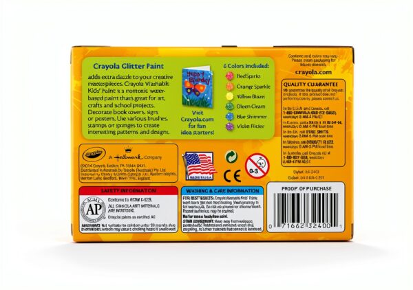 Crayola Washable Glitter Paint Kids Art Tools Metallic-7
