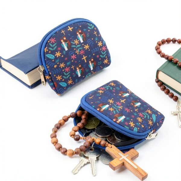 EHRGK Rosary Pouch Neoprene Zipper Christian Gifts Women-6