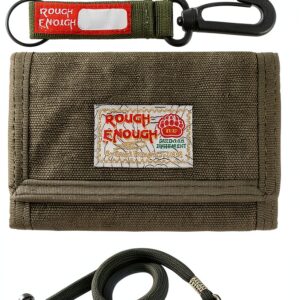 RE Rough Enough Army Green Canvas Boys Wallet with Lanyard-0