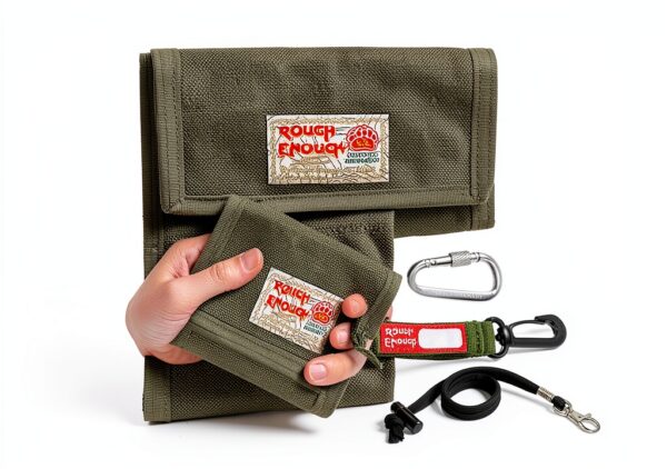 RE Rough Enough Army Green Canvas Boys Wallet with Lanyard-5