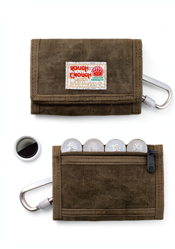 RE Rough Enough Army Green Canvas Boys Wallet with Lanyard-2