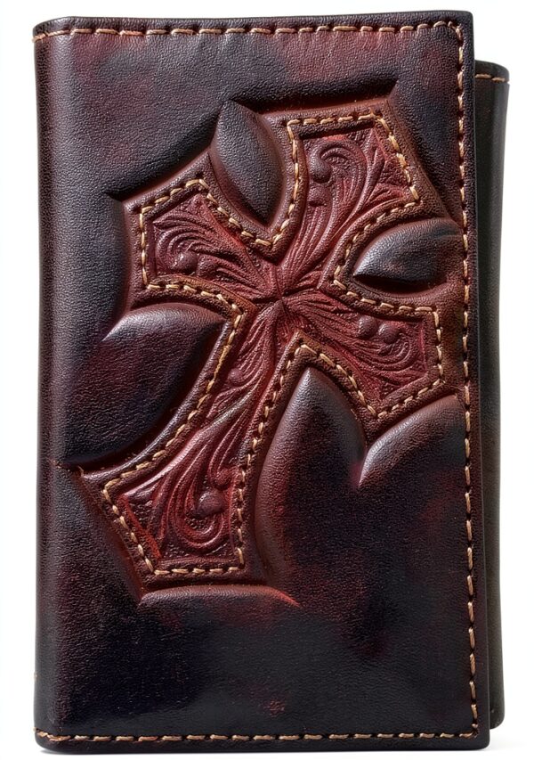 Nocona Mens Leather Wallet ID Window Card Slots-0